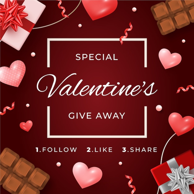 Realistic valentine's day giveaway illustration