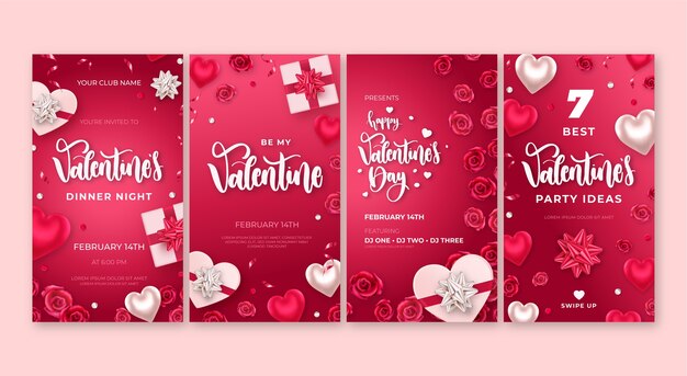 Realistic valentine's day instagram stories collection