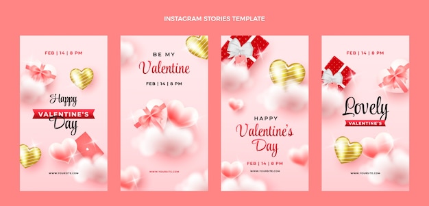 Raccolta realistica di storie di instagram di san valentino