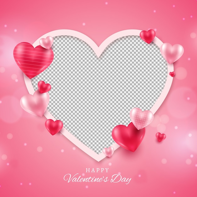 Realistic valentine's day photo frame template