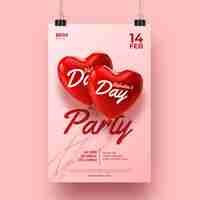 Free vector realistic valentine's day poster template