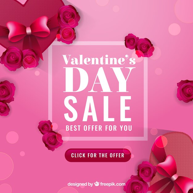 Realistic valentine's day sale background