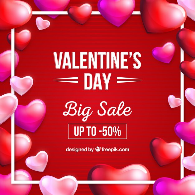 Realistic valentine's day sale background