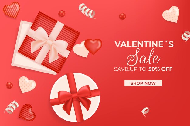 Realistic valentine's day sale template
