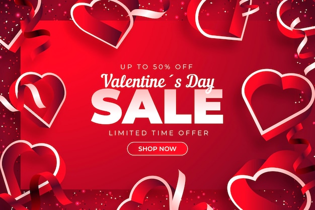 Free vector realistic valentine's day sale with discount