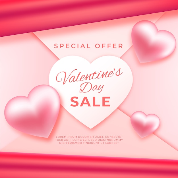 Free vector realistic valentine's day sale