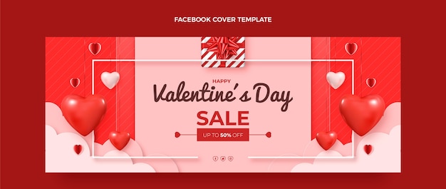 Free vector realistic valentine's day social media cover template