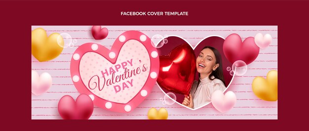 Realistic valentine's day social media cover template