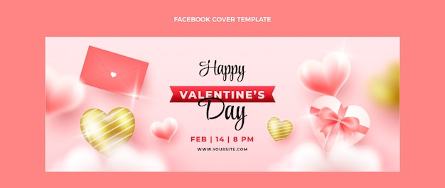 Realistic valentine's day social media cover template