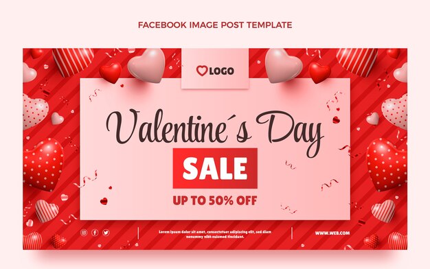 Realistic valentine's day social media post template