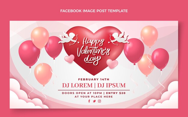 Realistic valentine's day social media post template