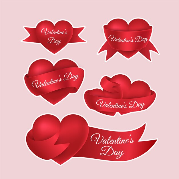 realistic valentine's day stickers collection
