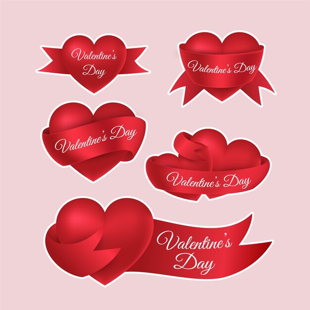 Realistic valentine's day stickers collection