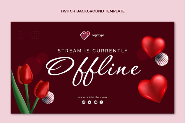 Realistic valentine's day twitch background