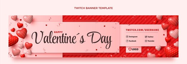 Realistic valentine's day twitch banner