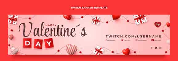 Free vector realistic valentine's day twitch banner