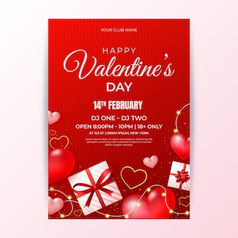 Realistic valentine's day vertical poster template