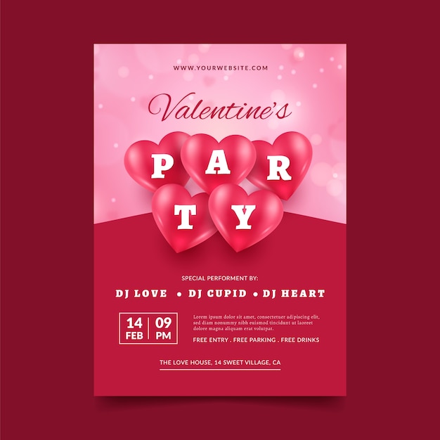 Free vector realistic valentine's day vertical poster template