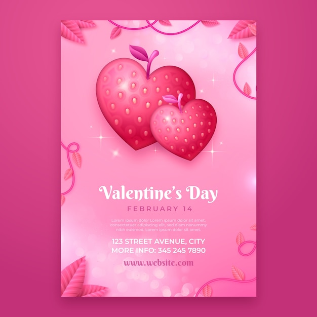 Realistic valentine's day vertical poster template