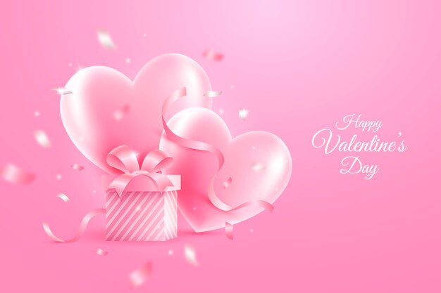 Realistic valentine's day wallpaper with hearts
