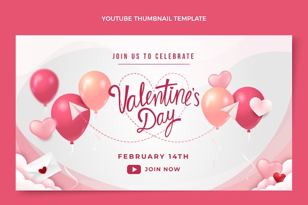 Vettore gratuito miniatura di youtube realistica di san valentino