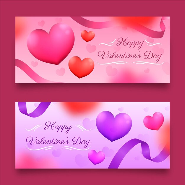 Realistic valentines day banners template