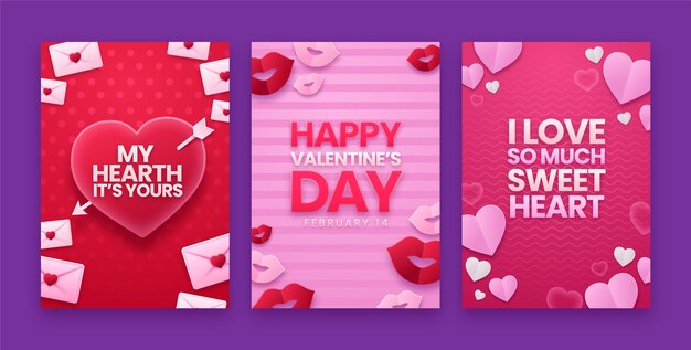 현실적인 발렌타인 데이 축하 인사말 카드 컬렉션