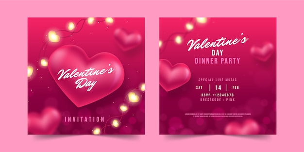 Free vector realistic valentines day celebration greeting cards collection