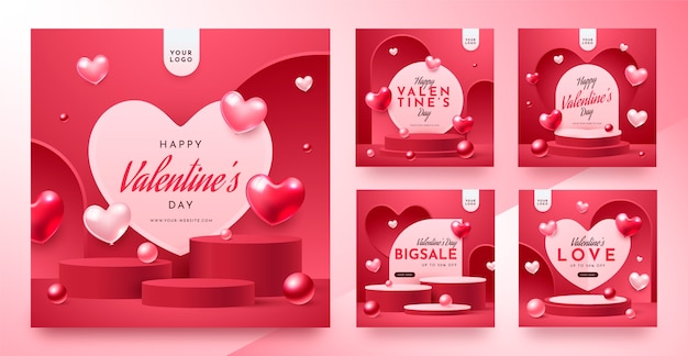 Realistic valentines day instagram posts collection