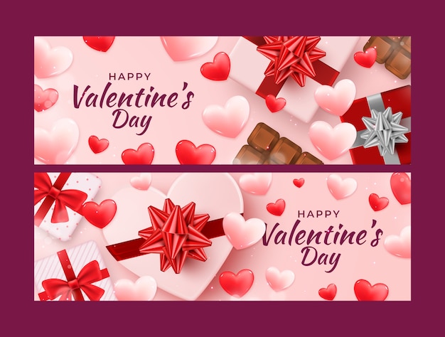 Free vector realistic valentines day sale banners set