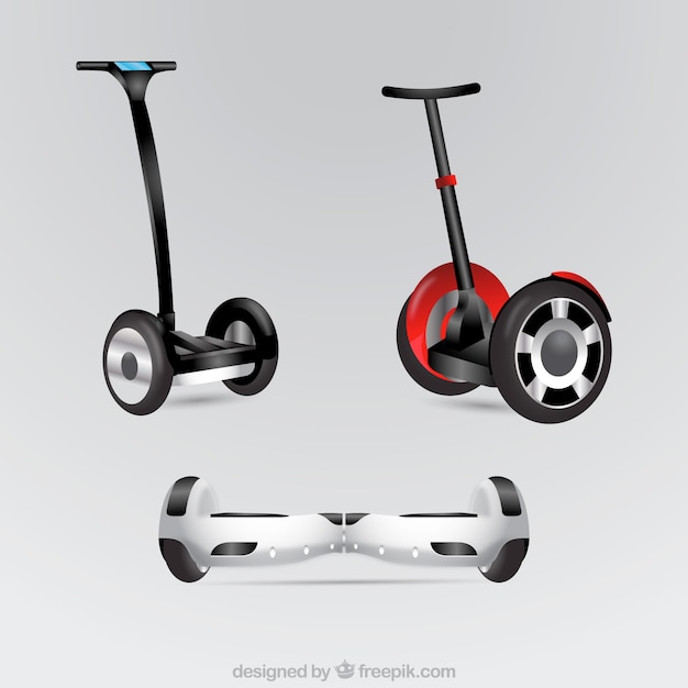 Realistic variety of urban scooters