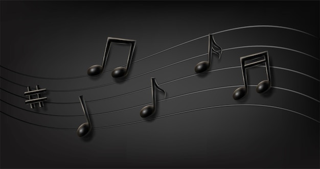 Free vector realistic vector background. music notes wave background.