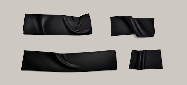 Free vector realistic vector black adhesive duct tape pieces