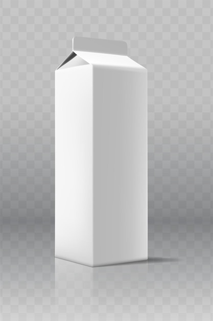 Vettore gratuito icona vettoriale realistica modello di fiocco di latte in cartone isolato su sfondo bianco vista laterale