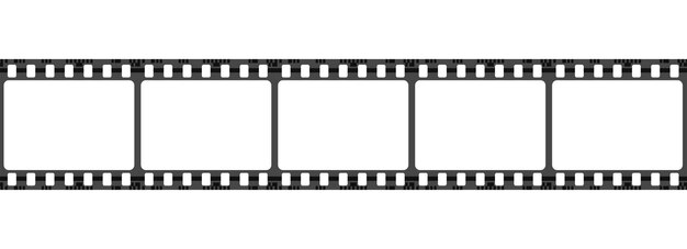 realistic vector icon. Film tape strip with white square. Isolated on white. Cinema concept.