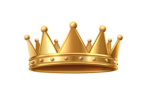 Realistic vector icon golden king or queen crown isolated on white background