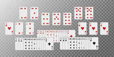 Vettore gratuito illustrazione realistica dell'icona vettoriale mazzo completo di carte da gioco di poker