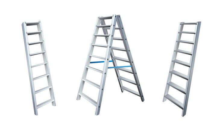 Free Vector realistic vector icon illustration metal ladder in front and side view isolated on white backgr