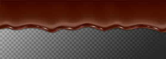 Free vector realistic vector icon illustration seamless melting chocolate line dripping on transparent backgrou