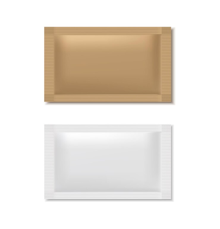 Free Vector realistic vector icon illustration white and brown sugar sachet isolated on white background