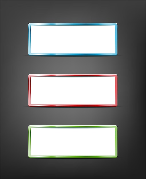 Free vector realistic vector icon illustrations. website, web rectangular buttons in different colors.