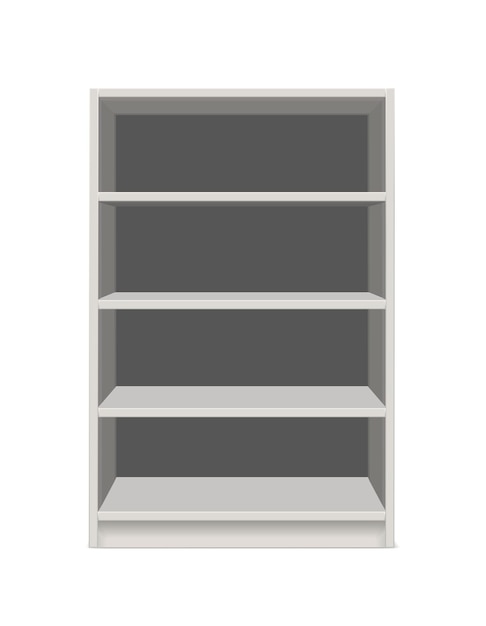 Реалистичная векторная икона изолированный книжный шкаф с пустыми полками
