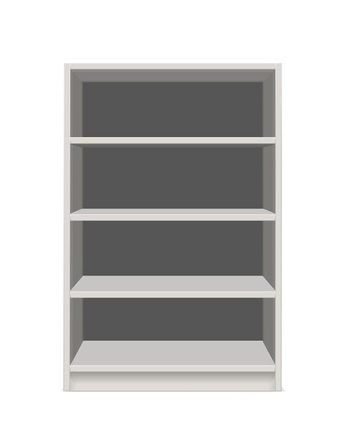 realistic vector icon Isolated bookcase with empty shelves