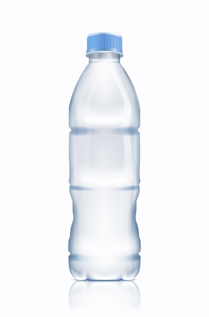 Icona vettore realistico. bottiglia d'acqua di plastica. isolato su sfondo bianco. bevanda, bevanda mockup