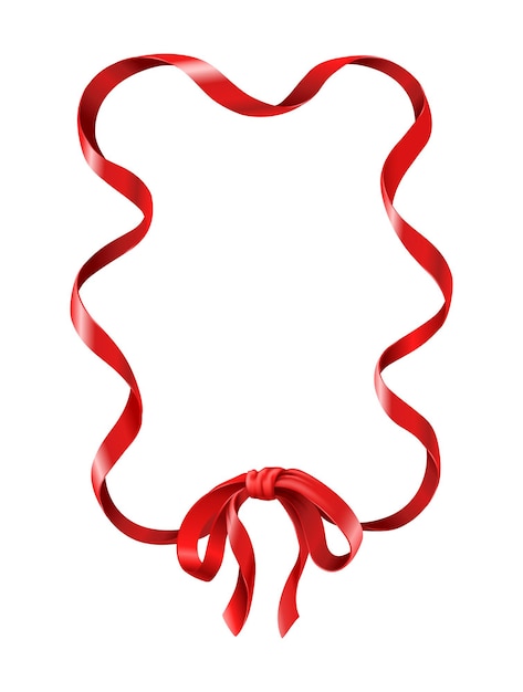 Realistic vector icon red ribbon with a bow in a frame isolate on white