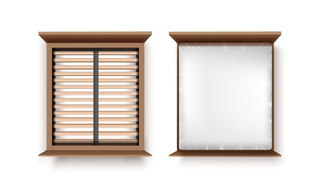Бесплатное векторное изображение Реалистичный векторный набор иконок каркас кровати с матрасом и без него вид сверху