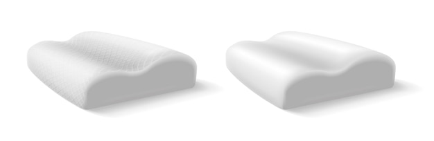 реалистичный векторный набор иконок Ортопедическая подушка для шеи Белая текстура