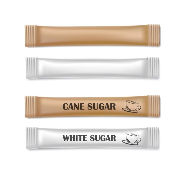 현실적인 벡터 아이콘 세트 설탕 스틱 모형 흰색과 격리 된 지팡이 설탕