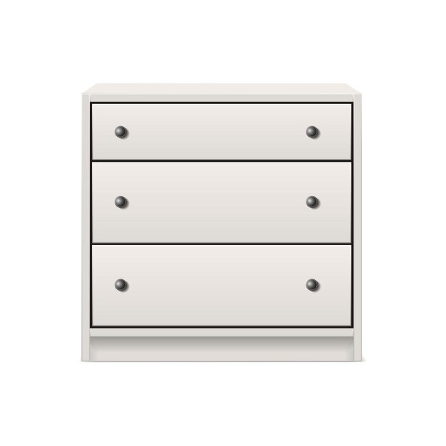 realistic vector icon White chest of drawers