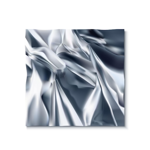 Free vector realistic vector icon wrinkled foil texture isolated on white background square rumpled foil